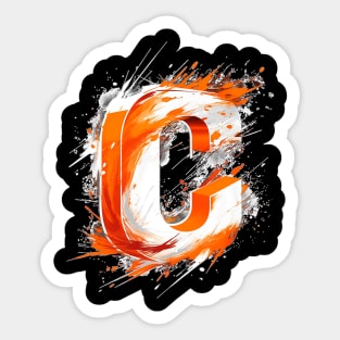 Cheer Leader Cheerleading Squad Orange Letter C Sticker